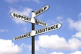 Signpost stating help, support, advice, guidance, assistance.