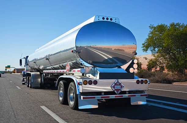 Tanker truck driving on the highway