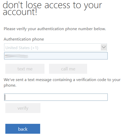 Screen capture of text code verification