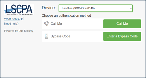 Duo Security screen illustrating how to get a call
