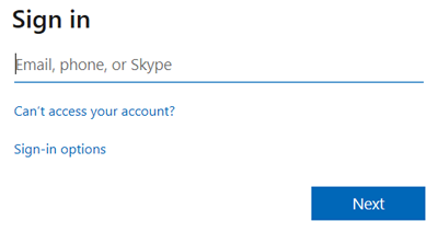 Screen capture of standard Microsoft sign in form