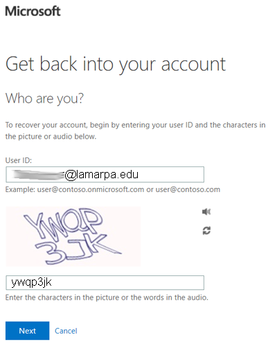 Screen capture of form for entering email address and CAPTCHA text