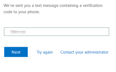 Screen capture of entering verification code