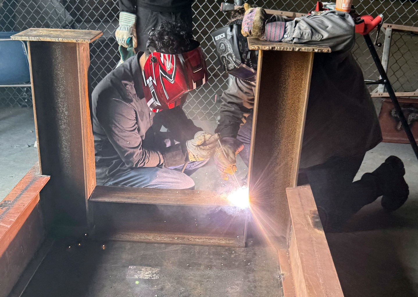 Student welding