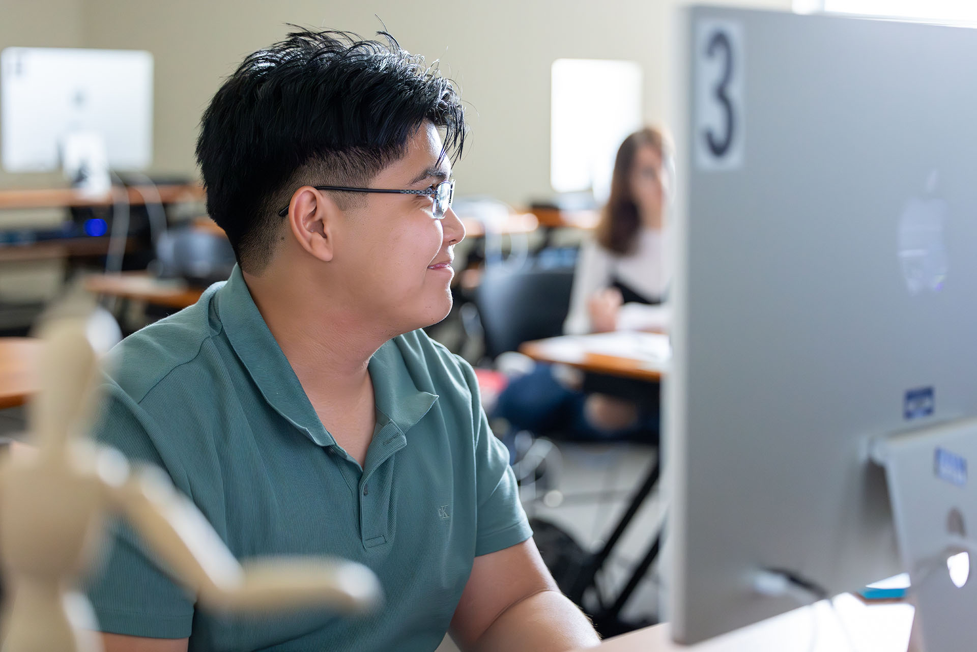 Man studying at a computer